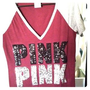 Short sleeve, deep V neck Victoria secret shirt